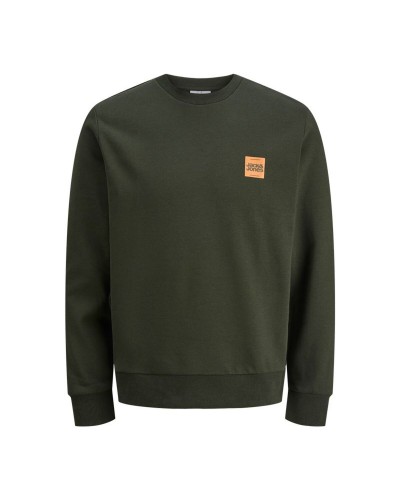 Sudadera sin Capucha Hombre Jack & Jones Jjbrandy Crew Neck Duffel Verde oscuro