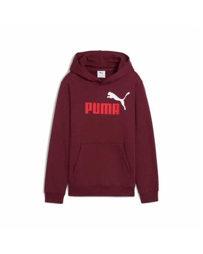 Felpa con Cappuccio da Bambina Puma Essentials 2 Color No. 1 Rosso Granato