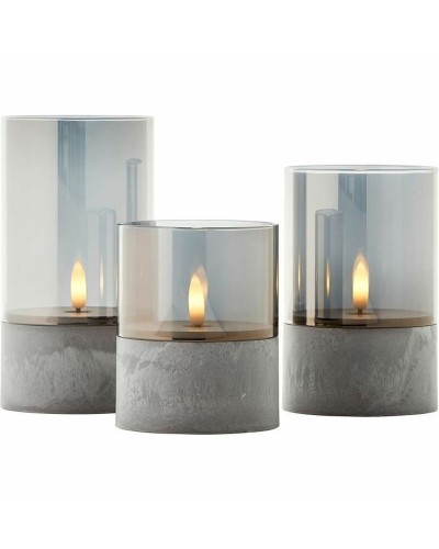 Kaars LED Brilliant Grijs Metaal 3 Stuks