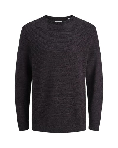 Miesten huputon collegepaita Jack & Jones Jjotto Knit Crew Neck Musta