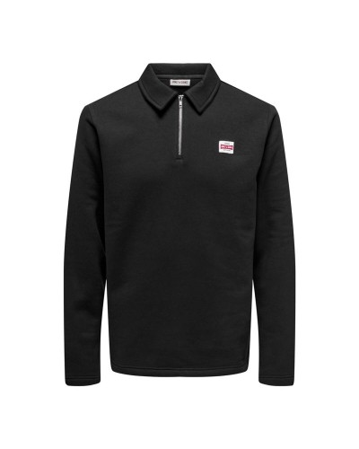 Men’s Sweatshirt without Hood Only & Sons Onsdawson Reg Halfzip Sweat Black