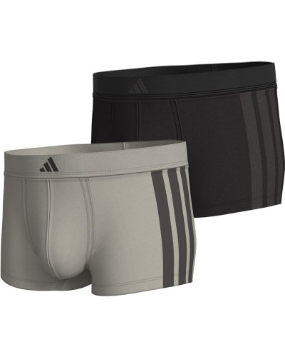 Men's Boxer Shorts Adidas Low Rise 3 Stripes 2P Active Flex Grey 2 Pieces