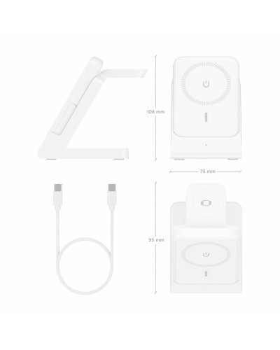 Cargador Inalámbrico Aisens 4IN1 15WACCS Blanco