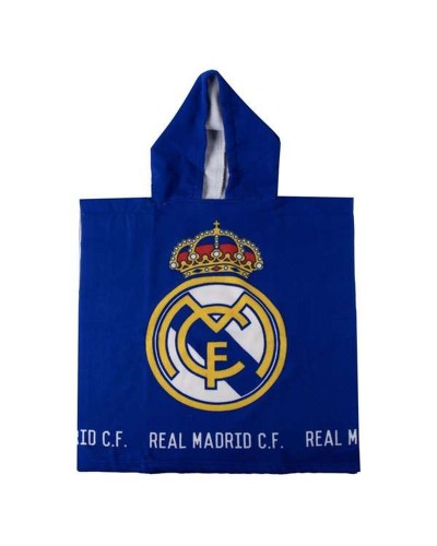 Serviette poncho avec capuche Real Madrid C.F. Bleu 55 x 77 cm