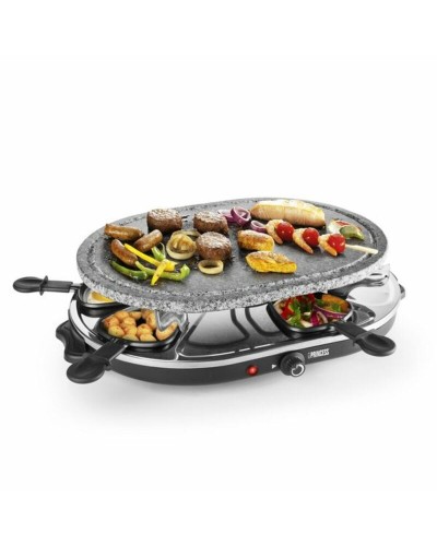 Raclette Princess 8 Oval Stone Grill Party Schwarz Grau