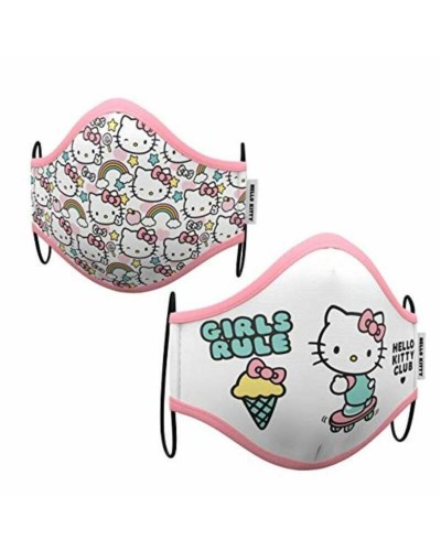 Mascarilla Higiénica de Tela Reutilizable Hello Kitty Premium 10-12 Años