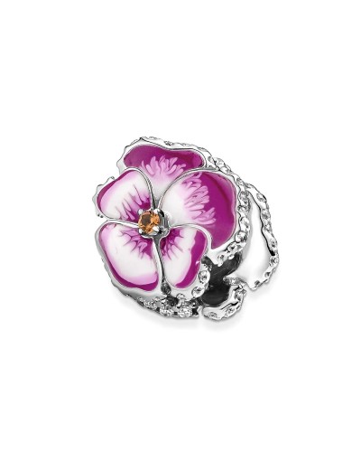 Woman's charm link Pandora PINK PANSY FLOWER