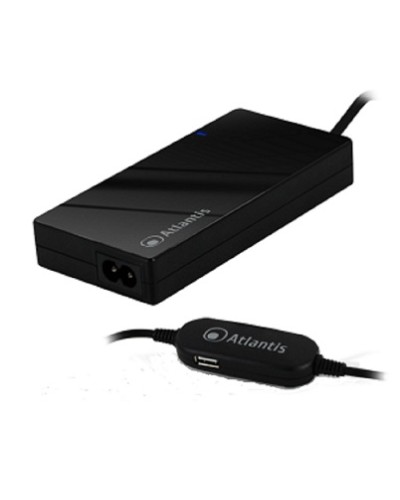 ATLANTIS P008-SC-90SU 90W Universal Ultraslim Automatic Notebook Power Adapter, 10 Interchangeable Connectors (HP Included), USB