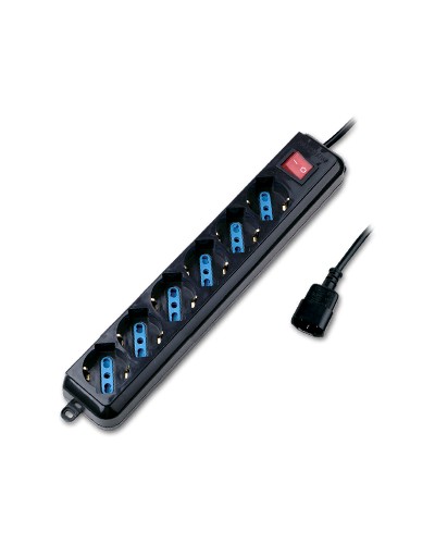 ATLANTIS P011-SL3006P-B 6-Outlet Schuko Power Strip with Switch - Black
