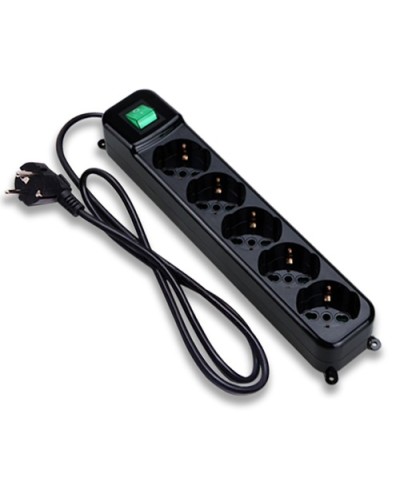 MULTIPRESA TECNOWARE FILTRATA 5 POSTI inclinati 45° Tipo Schuko/Italia 10/16A, + INTERRUTTORE Nera FMP5GIG