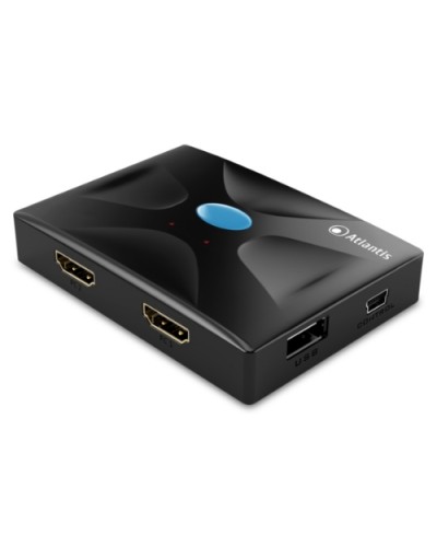 KVM HDMI ATLANTIS P021-MTHK02 SWITCH USB Tastiera, Mouse, video HDMI a 2 porte Ingresso/Uscita Include 2 cavi di collegam.