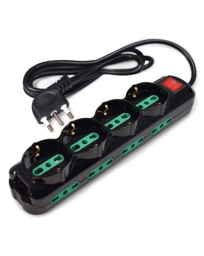 MULTIPRESA TECNOWARE 12POSTI Salvaspazio: 4POSTI Schuko/Italia bipasso 10/16A+8POSTI TIPO Italia 10/16A+interruttore  FMP12IIG