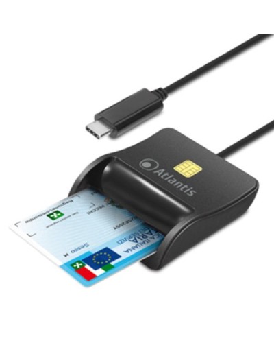 ATLANTIS P005-SMARTCR-C Smart Card Reader - CNS/CRS/TS Digital Signature, eHealth Record, Gov Sites - Type-C 10cm
