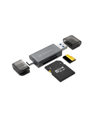 ATLANTIS P005-CR32 ALL-IN-1 EXTERNAL USB3.0+USB-C MULTICARD READER SDXC/SDHC/SD, MMC, RS-MMC, Micro SDXC, TF, Micro SD/SDHC