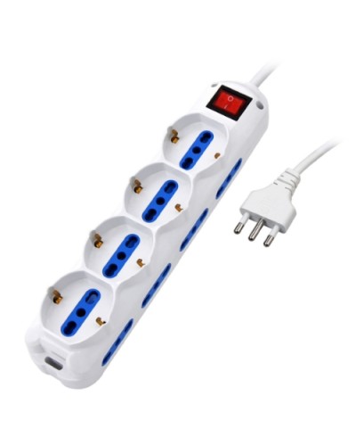 ATLANTIS P011-SL2514-W 12-Outlet Power Strip 4 Schuko 8 ITA/EU Switch 16A Plug White