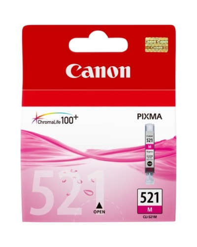 CANON CLI-521M Magenta Ink Cartridge 9ML - PIXMA MP540, MP550, MP620, MP630, MP640, MP980, MP990, iP3600, iP4600, iP4700, MX860
