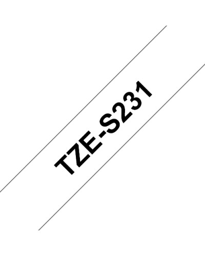 BROTHER TZeS231 Strong Adhesive Laminated Tape 12mm (8m) Black/White