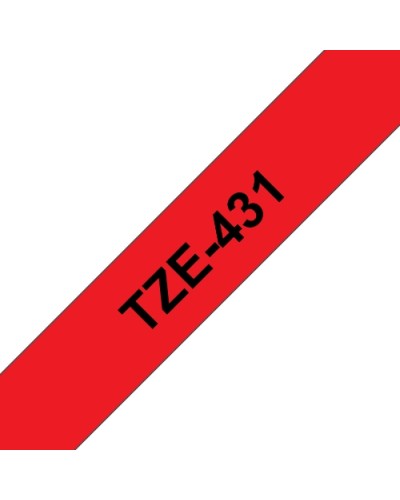 BROTHER TZe431 12mm (8m) Black on Red Laminated Tape