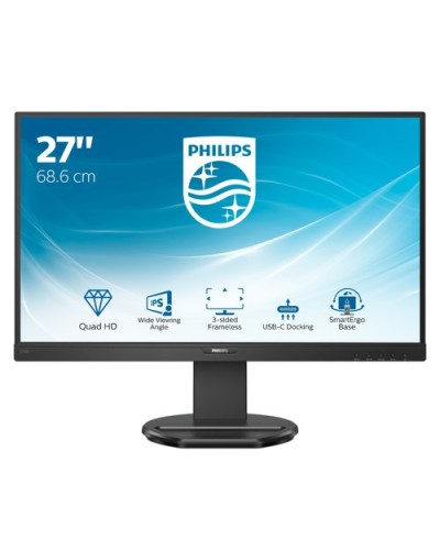 Philips LED Monitor 27" Wide 2K 276B9/00 2560x1440 4ms 350cd/m² 50,000,000:1 2x2W Speakers Pivot Height Adjust HDMI DP USB-C