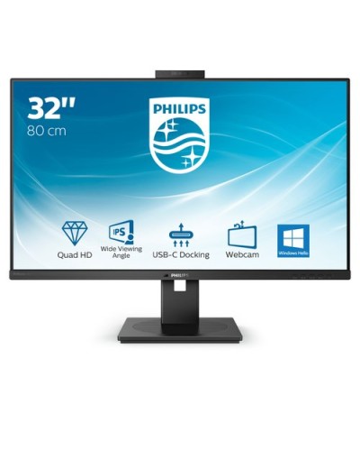 Philips 31.5" LED Monitor 326P1H/00 IPS 2560x1440 4ms 250cd/m² 1000:1 Webcam Pivot 2HDMI DP USB-C Docking