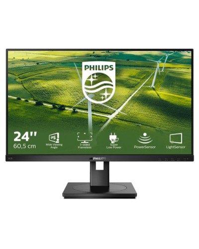 PHILIPS LED Monitor 23.8" Wide 242B1G/00 IPS 1920x1080 250cd/m² 1000:1 (50,000,000:1) 2x2W Speakers Pivot Height Adjust VGA DVI 