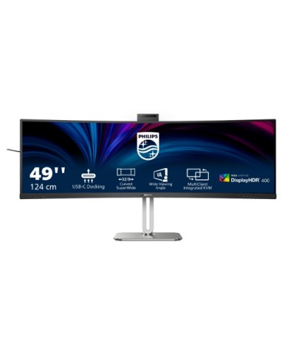 Philips 48.8" 32:9 Curved Monitor 49B2U5900CH VA 5120x1440 4ms 450cd/m² 2x3W Speakers Webcam Height Adj. 2HDMI DP RJ45 USB-C Doc