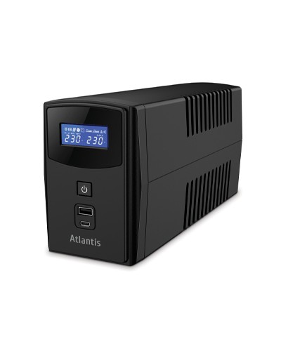 UPS ATLANTIS A03-S1000P 1000VA (600W) One Power Stepwave Line Interactive 200-253Vac Output 12V 9A/H Battery AVR LCD Display