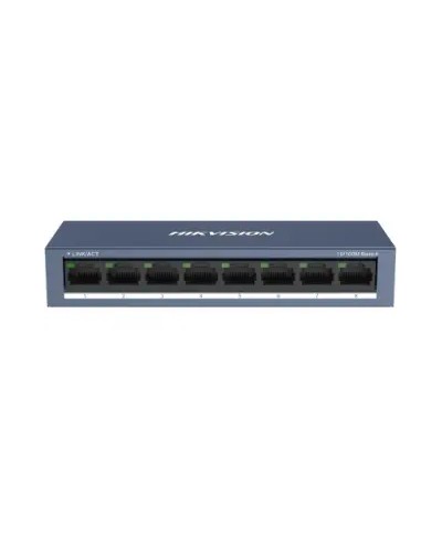 HIKVISION 8-Port 10/100 POE RJ45 Switch, Desktop Steel Case Unmanaged Switch - DS-3E0108-O