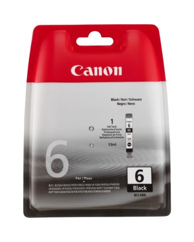 CANON BCI-6BK Black Ink Cartridge 13ML I9950 IP4000 IP4000R IP5000 IP6000D IP8500 MP750 MP760 MP780