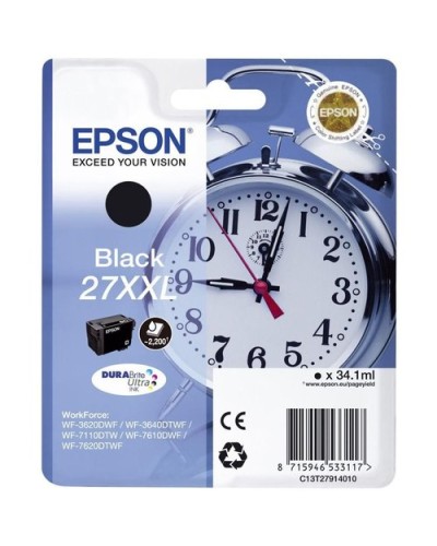 INK EPSON C13T27914012 Black Alarm Clock (XXL Size) for WF-3620 WF-7110DTW WF-7610DWF WF-7620DTWF WF-7210DTW WF-7710DWF WF-7720D