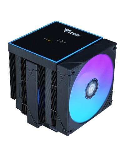 ITEK ICY-6HAT CPU Air Cooler 250W TDP, 6 Heat Pipes, 2x12cm ARGB Fans, Digital Temperature Display + SW - Universal Socket - ITA