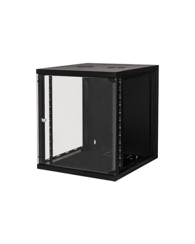 WALL MOUNT CABINET RACK LINK 12U (H)620x(W)540x(D)600mm BLACK COLOR GLASS DOOR 45kg Load Capacity LK1912U66N