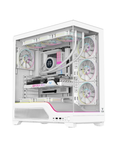 ITEK M.TOWER SHOWBUI WAVE 82W Gaming Case - ATX, 4x12cm ARGB Fans, 2xUSB3, Type-C, Tempered Glass Side - White