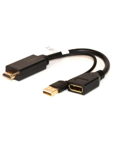HDMI TO DISPLAYPORT 1.2 ADAPTER, M/F, WITH USB POWER 4K, PC/NOTEBOOK, BLACK, LKADAT202