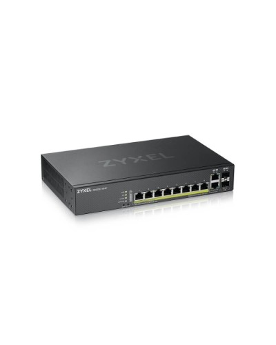 ZYXEL GS2220-10HP-EU0101F 8-Port Gigabit POE Switch (up to 180W) + 2-Port (RJ-45/SFP), IPv6, VLAN, Desktop/Rack Managed Layer 3 