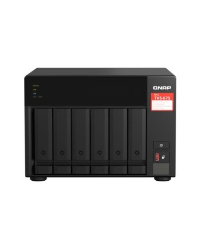 QNAP TVS-675-8G NAS Tower (6-Bay, No HDD) 3.5"/2.5" + 2x M.2 NVMe, 2x2.5GbE, 8GB DDR4 RAM, HDMI, Zhaoxin KX-U6580 8-Core, 250W