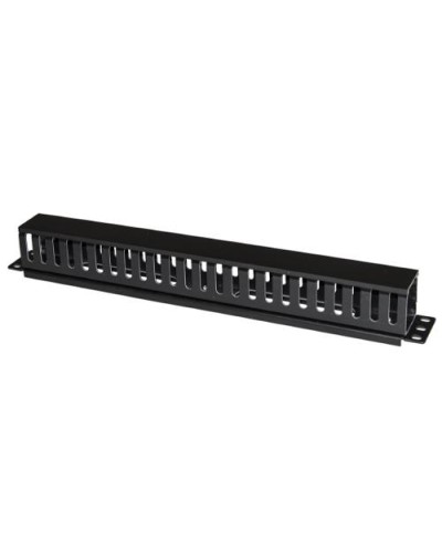 1U Rack Mount Cable Management Panel with Sliding Cover 25 Slot Black - LKORG1UL