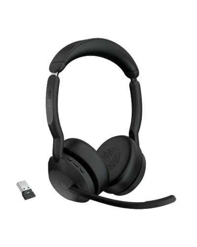 Jabra Evolve2 55 Stereo MS Bluetooth Headset, Noise Cancelling, Microsoft Certified - with Link 380a