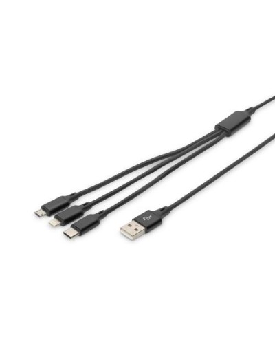 DIGITUS 3-in-1 Charging Cable, USB A to Lightning + Micro USB + USB-C