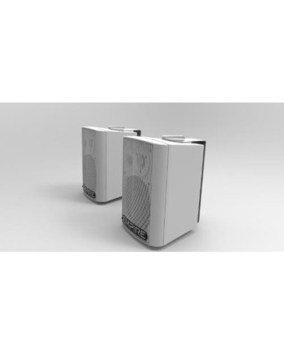 EMPIRE HS.WALL250MW 250W Speakers - Resin/MDF Cabinet, Wall Brackets, MIC Input + USB Charging - WHITE