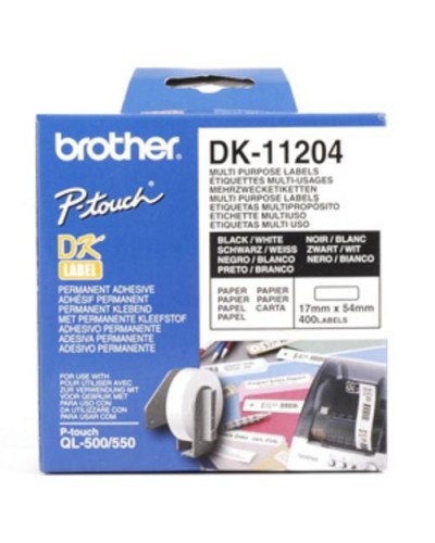 BROTHER DK-11204 LABELS 400PCS 17x54mm FOR QL-500 QL-550 QL-560 QL-570 QL-700 QL-710W QL-800 QL-810W