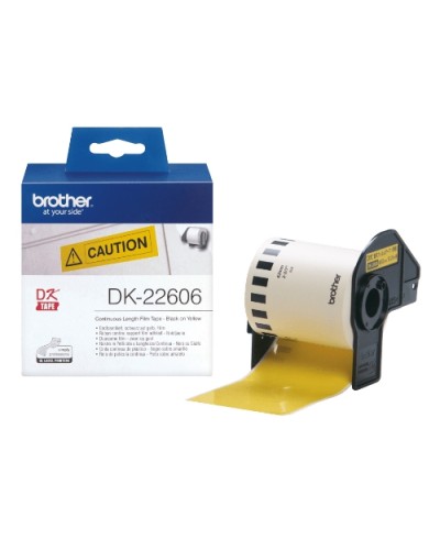 BROTHER DK-22606 Black on Yellow Continuous Length Tape 62mm x 15.24m for QL-500 QL-550 QL-560VP