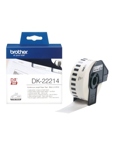 BROTHER DK-22214 Black/White Adhesive Tape 12mm x 30.48m for QL-500 QL-550 QL-560VP QL-570