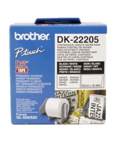 BROTHER DK-22205 Black on White Adhesive Label Tape 62mm x 30.48m for QL-500 QL-550 QL-1050 QL-1050N QL-570 QL-700 QL-710W QL-80