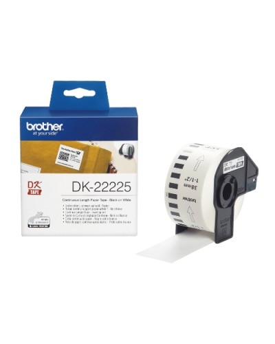 BROTHER DK-22225 ADHESIVE Tape Black/White 38mm x 30.48m FOR QL-570 QL-700 QL-710W QL-800 QL-810W