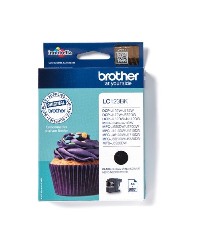 BROTHER LC-123BK Black Ink Cartridge 600 Pages for MFCJ44/J45/J46/J47/J470 DCP-J552DW MFC-J650DW MFC-J6920DW/J6520DW DCP-J132/15