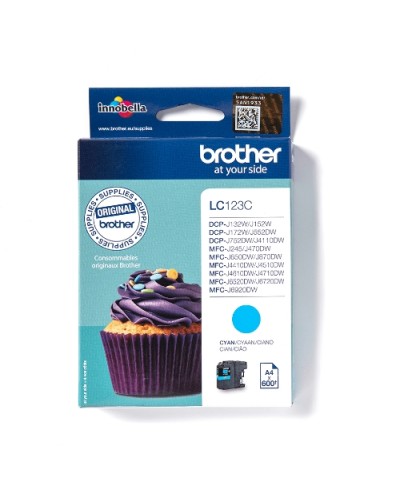 BROTHER LC-123C Cyan Ink Cartridge 600 Pages X MFCJ44/J45/J46/J47/J470 DCP-J552DW MFC-J650DW MFC-6920DW/J6520DW DCP-J132/152W MF