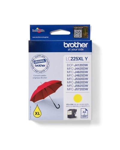 BROTHER LC-225XLY Yellow Ink Cartridge - 1200 Pages - For MFC-J5320DW MFC-J5620DW MFC-J5720DW MFC-J4620DW