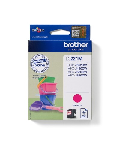 BROTHER LC-221M Magenta Ink Cartridge 260 Pages X DCP-J562DW MFC-J480DW MFC-J680DW MFC-J880DW