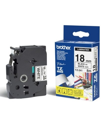 BROTHER TZ-241 18mm Black on White Tape